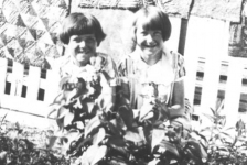 206: l-r Madonna Rose and Reen McCarthy, with floormats hanging on McCarthy's fence. (circa 1936)  - Madonna daughter of William Rose &amp;amp; Emma Withers; Reen daughter of James McCarthy &amp;amp;  Julia Reddy